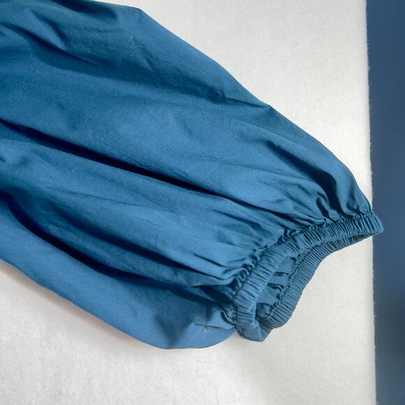 Eloquii Blouse Top Woman 18 Blue Elastic Cuffs Tie Back Plain Front w/ Darts - Picture 4 of 16